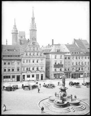 Freiberg. Obermarkt mit Denkmal Otto des Reichen