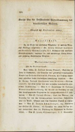 Bericht vom vaterländischen Museum