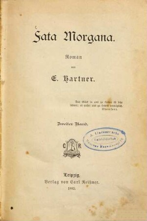 Fata Morgana : Roman von E. Hartner, 2