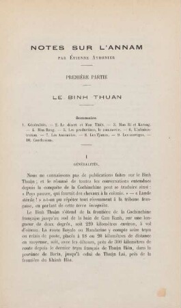 I. Géneralités