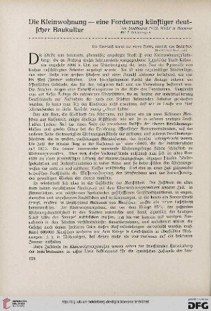 11.1919: Die Kleinwohnung - eine Forderung künftiger deutscher Baukultur
