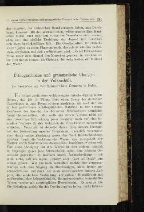 Orthographische und grammatische Übungen in der Volksschule : Konferenz-Vortrag