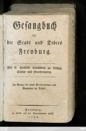 Gesangbuch für die Stadt und Diöces Freyburg