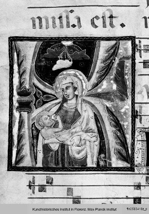 Initiale K mit einer Milchmadonna - Antiphonarium Commune Sanctorum, Proprium de Sanctis et Proprium de tempore