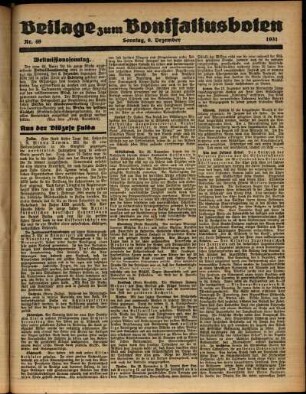 Zweite Ausgabe vom Sonntag, den 06. Dezember 1931.