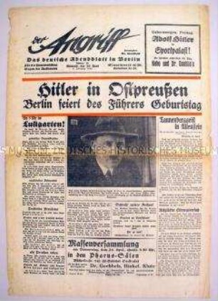 Berliner NS-Tageszeitung "Der Angriff" zum Geburtstag Hitlers