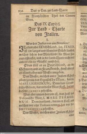 Das IX. Capitel. Zur Land-Charte von Italien.