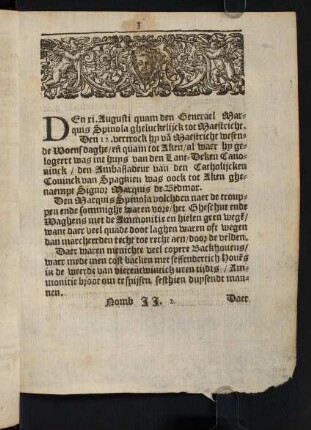 3-8, Verhael hoe den Marquis Spinola ...