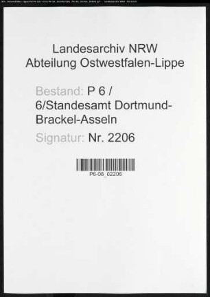 Sterberegister Standesamt Dortmund-Brackel-Asseln (XVI)