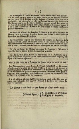 Précis Du Protocole aux Procès verbaux des Séance des Représentans provisoires du Peuple Souverain du Pays de Namur. Séance Du 14 Janvier 1792. L'an 2me de la Liberte Belgique. La Séance été ouverte à neuf heures & demi du matin