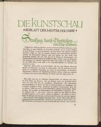Die Kunstschau - Beiblatt der Meister der Farbe