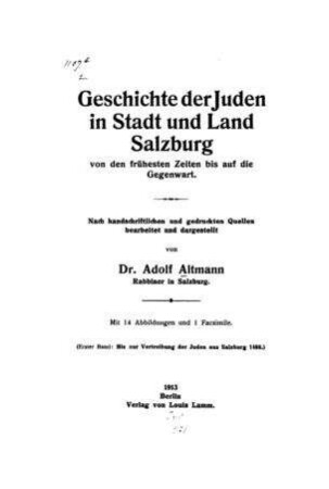 Bis zur Vertreibung der Juden aus Salzburg 1498