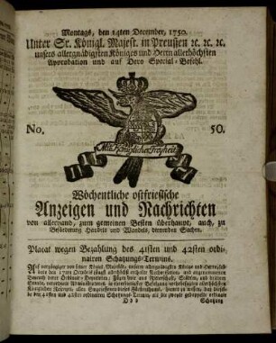 No. 50. Montags, den 14ten December. 1750.