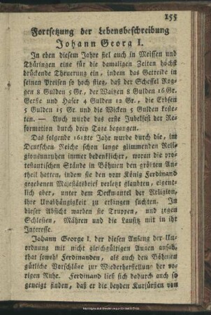 Fortsetzung der Lebensbeschreibung Johann Georg I.