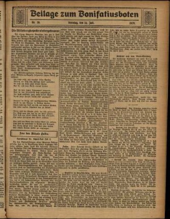 Zweite Ausgabe vom Sonntag, den 14. Juli 1929.