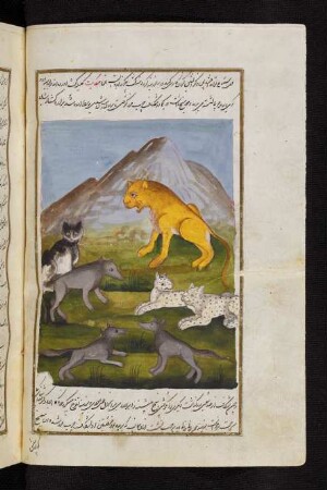Illustration: Der Löwe mit seinem Hofstaat