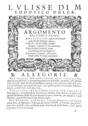 Argomento Del Canto Primo.
