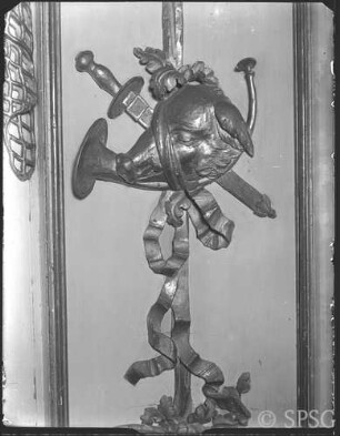 Potsdam, Neues Palais, Oberes Fürstenquartier, Jagdkammer, R.:259, Ornamentdetail der Nordostecke.