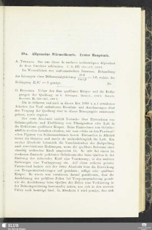 19a. Allgemeine Wärmetheorie. Erster Hauptsatz