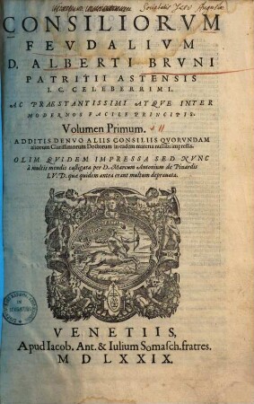 Consiliorum feudalium volumen ..., 1