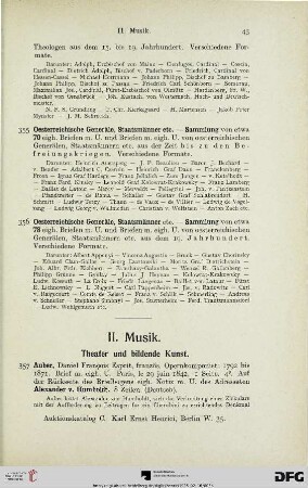 II. Musik. Theater und bildende Kunst (Nr. 357-464)