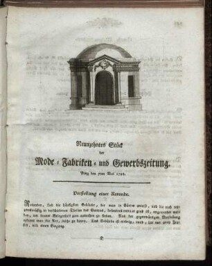 Neunzehntes Stück. Prag den 7ten Mai 1788.