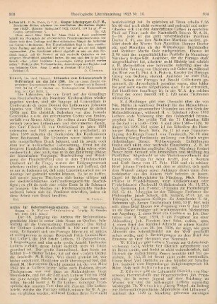 303-305 [Rezension] Friedensburg, Walter (Hrsg.), Archiv für Reformationsgeschichte. Texte und Untersuchungen. Nr. 73 - 76, 19. Jahrg