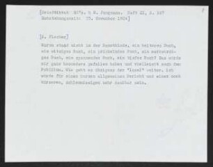 Brief von Gerhart Hauptmann an Samuel Fischer