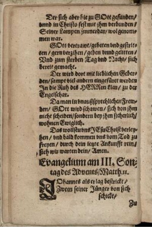 Evangelium am III. Sontag des Advents/ Matth. 11.