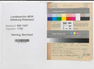 Entnazifizierung Bernhard Heming , geb. 29.06.1911 (Heizer)