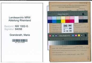 Entnazifizierung Maria Granderath, geb. 06.12.1885 (Schneiderin)