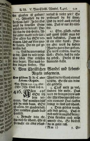 V. Vom Christlichen Wandel und Lebens-Regeln insgemein