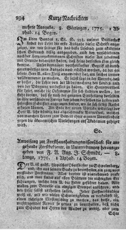 Anweisung zur Forsthaushaltungswissenschaft für angehende Forstbediente.