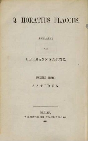 Q. Horatius Flaccus, 2. Satiren