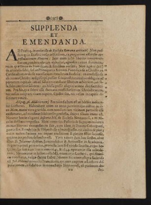 Supplenda Et Emendanda
