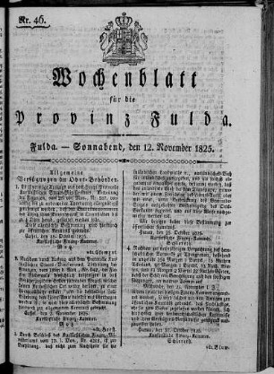 Nr. 46, Ausgabe vom 12. November 1825