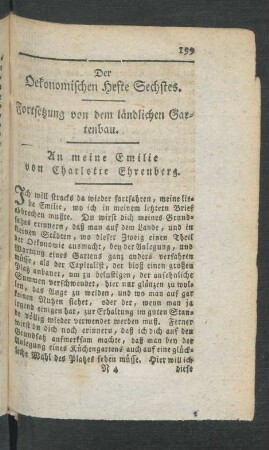 Der Oekonomischen Hefte Sechstes. Fortsetzung von dem ländlichen Gartenbau