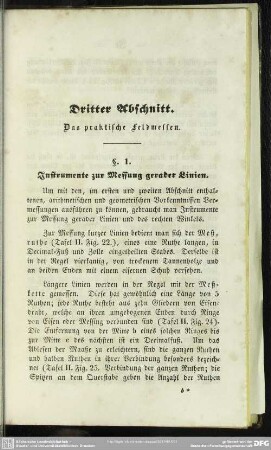 Dritter Abschnitt. Das praktische Feldmessen