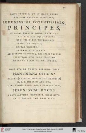 Laeti Faustio ut in Hanc urbem Belgicae Vestrae Principem […]