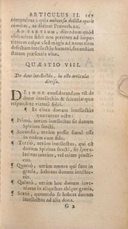 Quaestio VIII. De dono intellectus, in octo articulos divisa. [Unvollst.: Beginn s. weiter vorne]