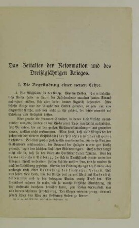 Das Zeitalter der Reformation und des Dreißigjährigen Krieges