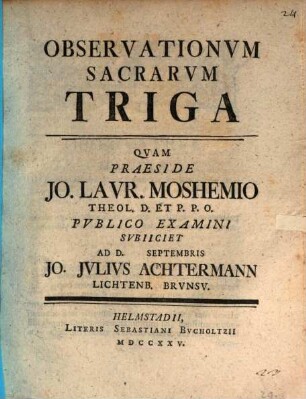 Observationvm Sacrarvm Triga