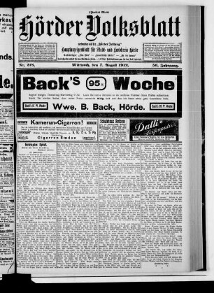 Hörder Volksblatt. 1884-1934