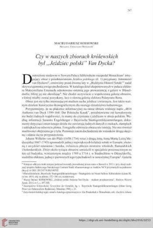 78: Czy w naszych zbiorach królewskich był "Jedźiec polski" Van Dycka?