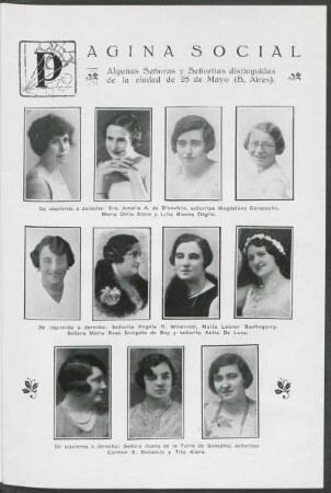 Página social - Algunas Señoras y Señoritas distinguidas de la ciudad de 25 de Mayo (B. Aires).