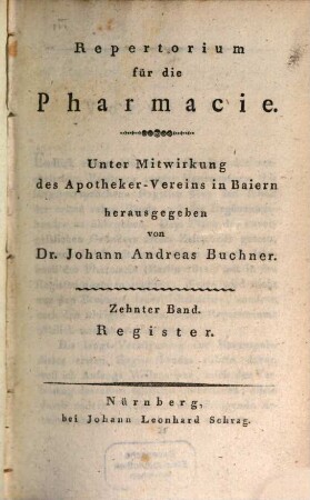 Repertorium für die Pharmacie, 10. 1823