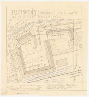Planung für Plowdiw: Lageplan südöstl. Djandem Hügel 1:1000, (Variante Busbahnhof)