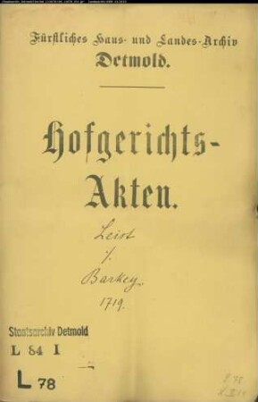 Leist, Anton Christoph, Konduktor zu Braunenbruch gegen Anton Barkey zu Bremen - Schuldforderung