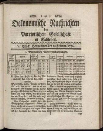 VI. Stück. Sonnabends den 10 Februar. 1776.