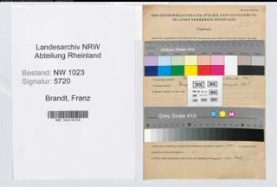 Entnazifizierung Franz Brandt , geb. 31.05.1890 (Vertreter)